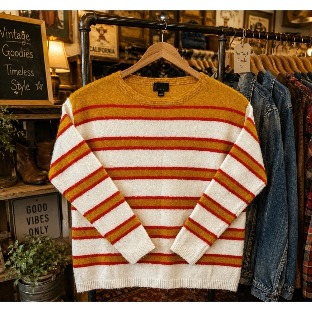 Lumiere Striped Knit Sweater Women Sz S Indie Retro Soft Cozy Grunge Cottagecore